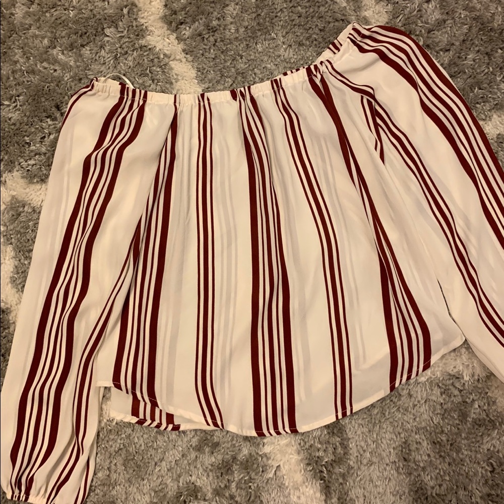 Red and white striped top